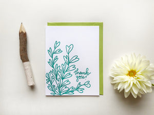 Illustrated Plant Letterpress Thank You Card