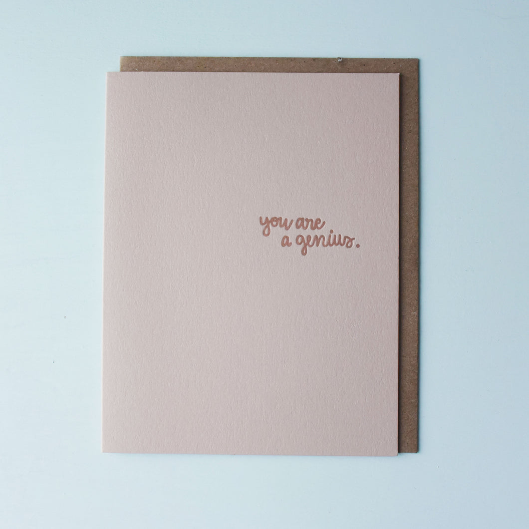 SALE: You Are A Genius Letterpress Encouragement Card