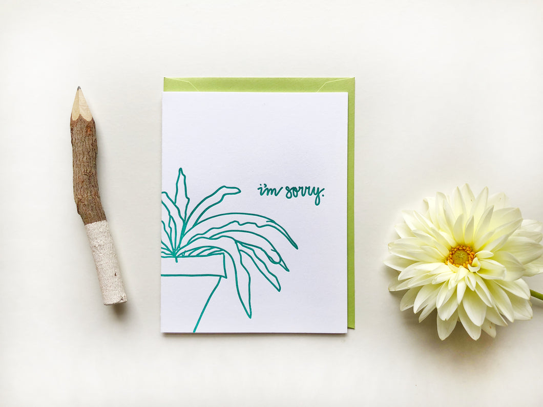 Illustrated Plant Letterpress Apology Sorry Card