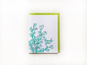 Illustrated Plant Letterpress Thank You Card