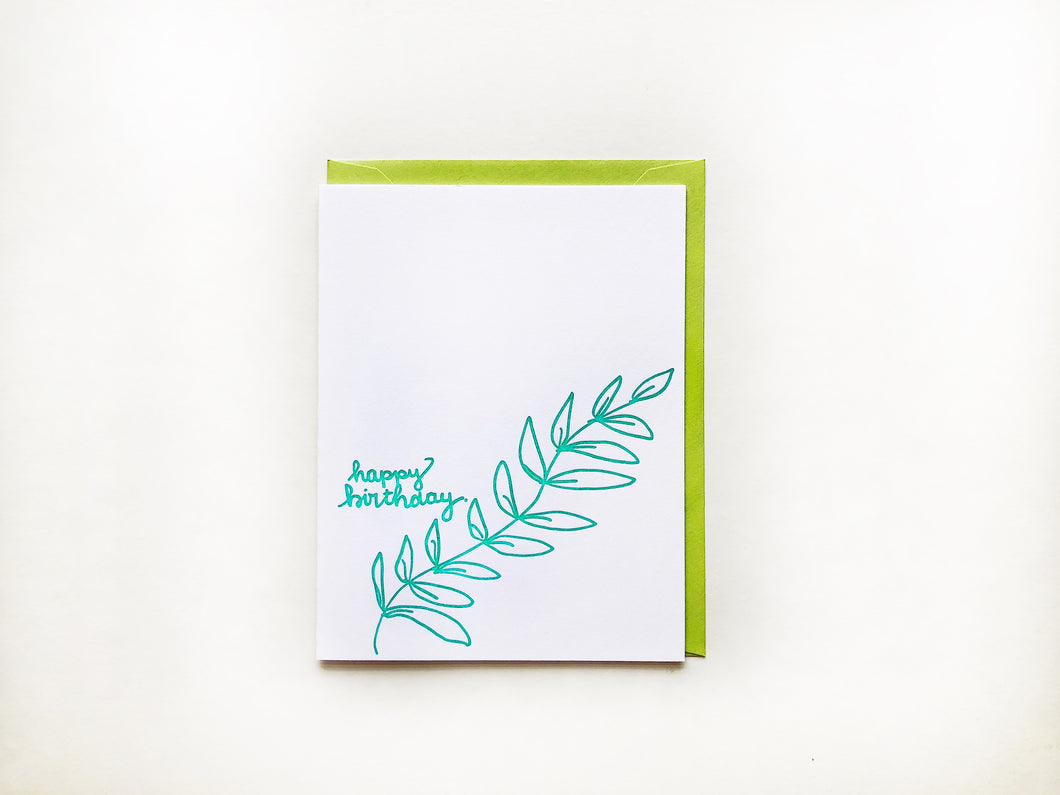Illustrated Plant Letterpress Birthday Card