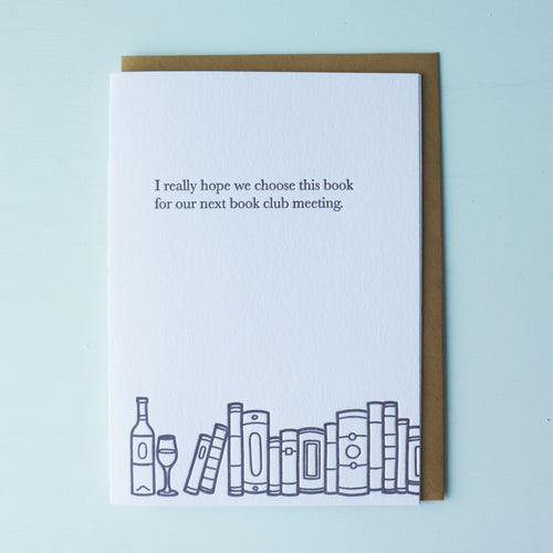 Next Bookclub Book Bookish Letterpress Card