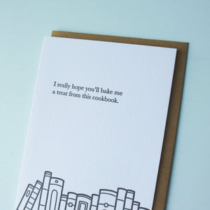 Cookbook Treat Bookish Letterpress Card