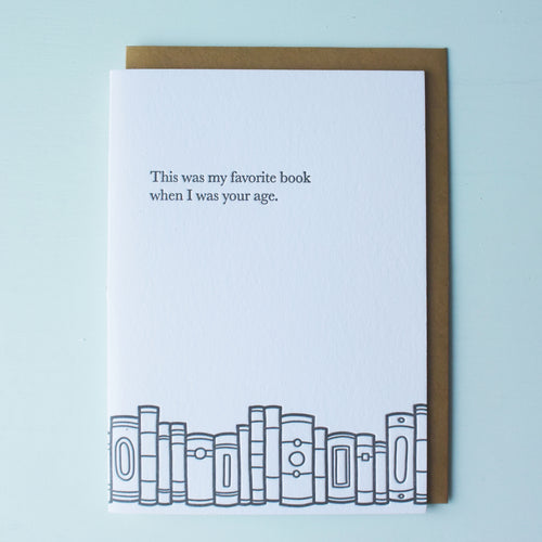 Favorite Book Your Age Bookish Letterpress Card