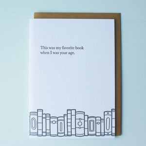 Favorite Book Your Age Bookish Letterpress Card