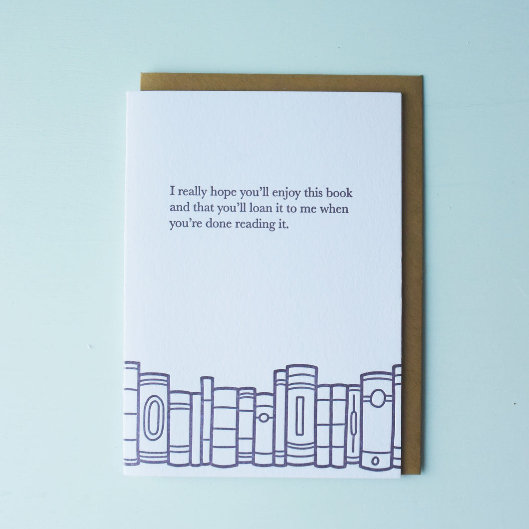 Loan This Book Bookish Letterpress Card
