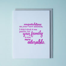 Load image into Gallery viewer, Adorable Family Letterpress Baby Card