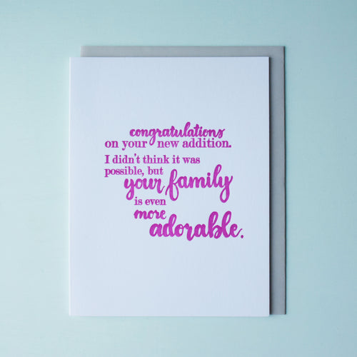 Adorable Family Letterpress Baby Card