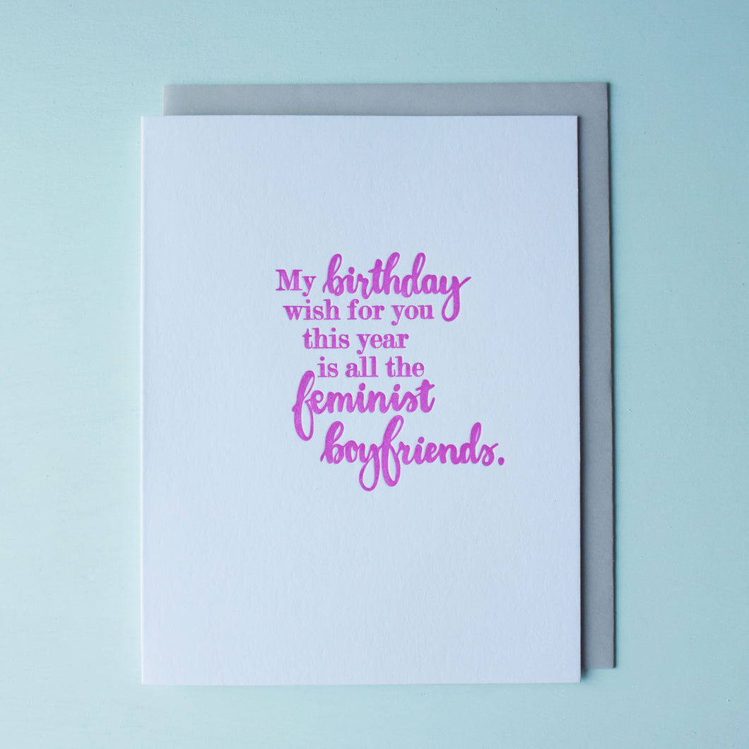 SALE: Feminist Boyfriends Letterpress Birthday Card