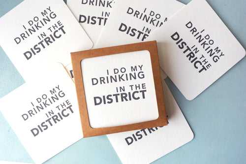 Drinking in the District Letterpress Coasters
