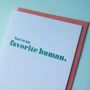 Favorite Human Letterpress Love Card