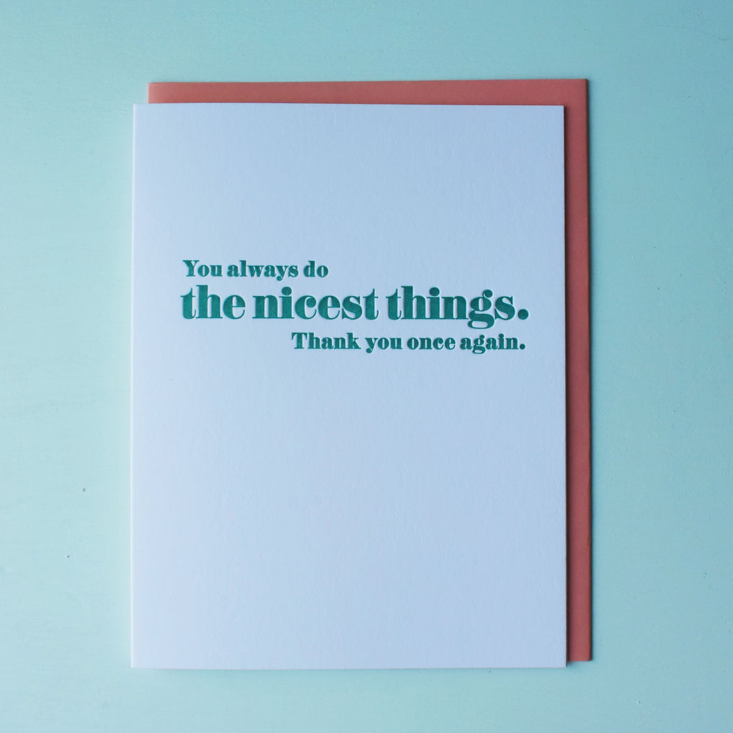 SALE: Nicest Things Letterpress Thank You Card